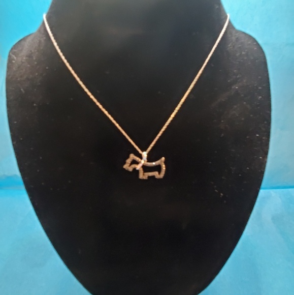 10 K Black  Scottie Dog Pendant Necklace - Picture 6 of 7